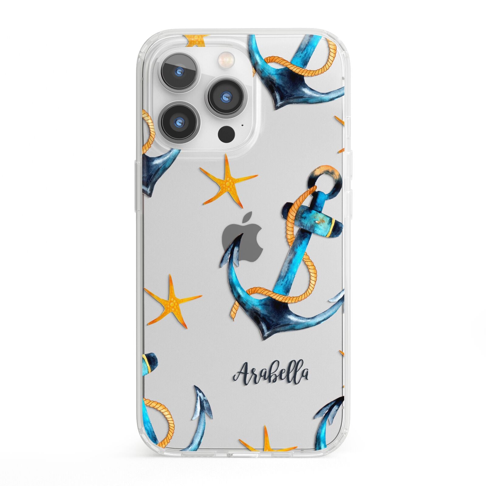 Personalised Nautical iPhone 13 Pro Clear Bumper Case