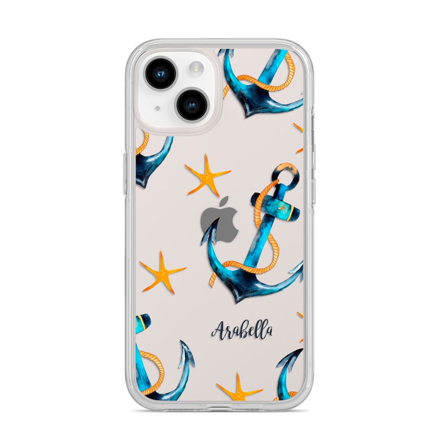 Personalised Nautical iPhone 14 Clear Tough Case Starlight