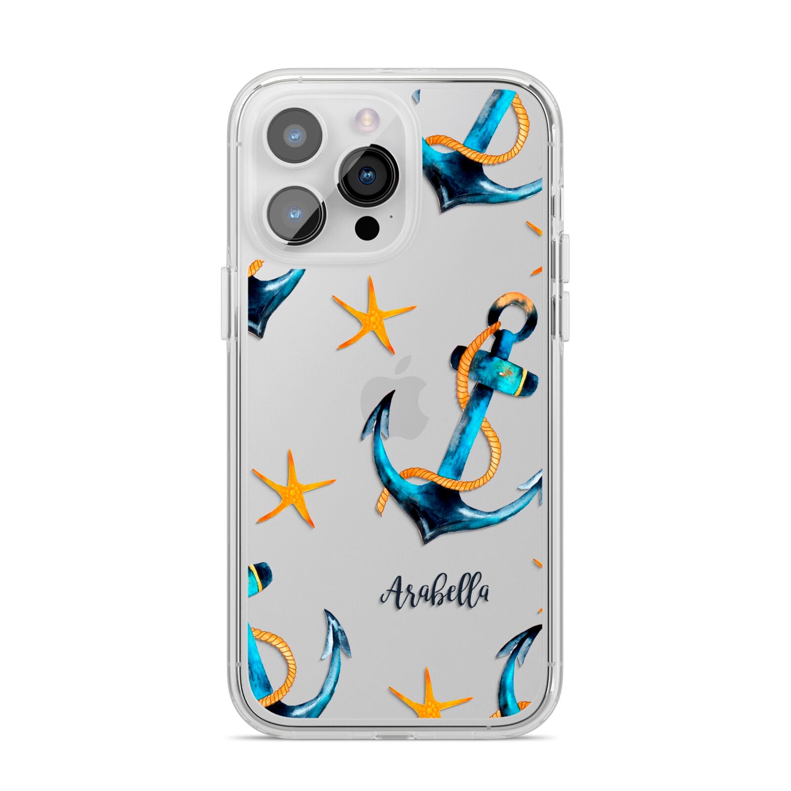 Personalised Nautical iPhone 14 Pro Max Clear Tough Case Silver