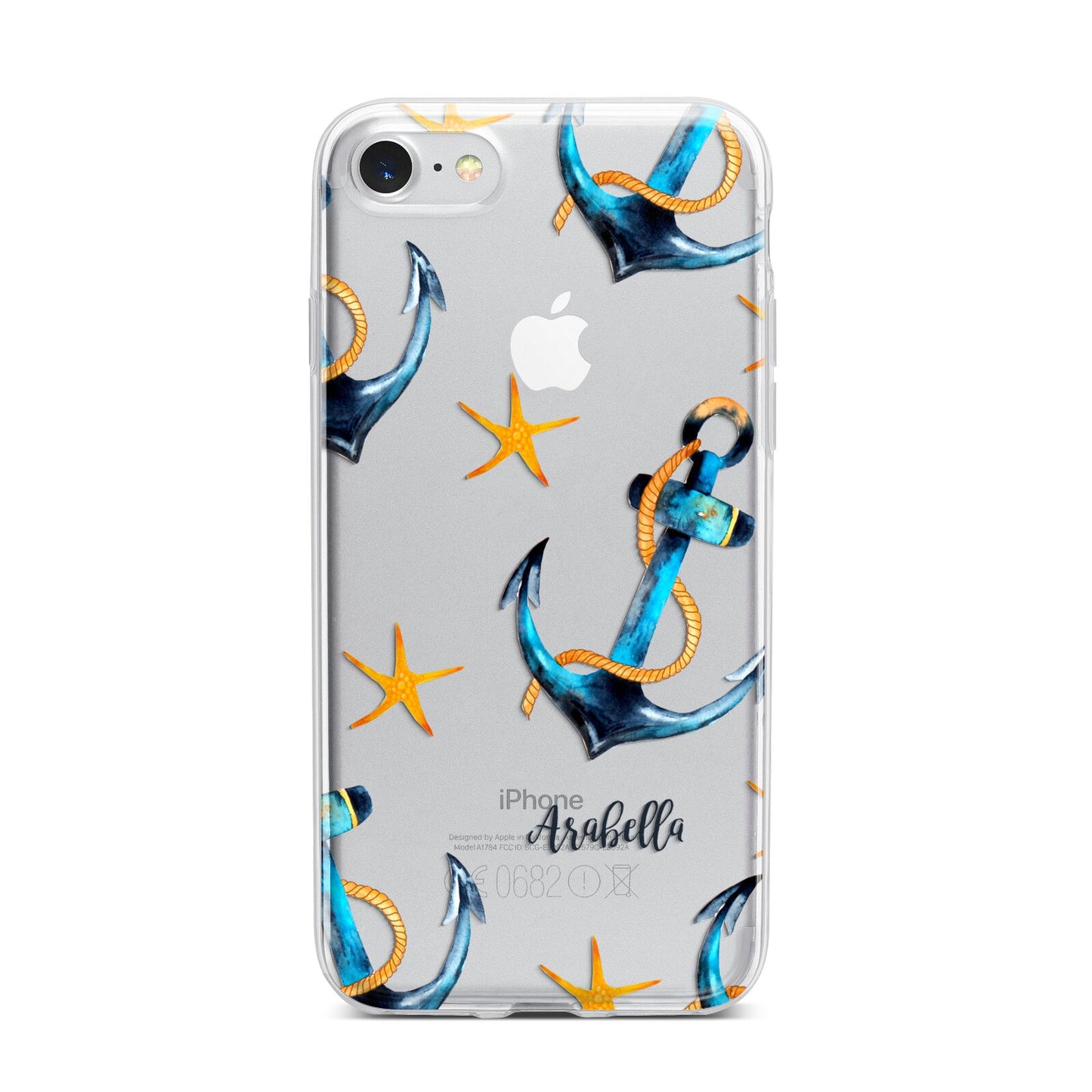 Personalised Nautical iPhone 7 Bumper Case on Silver iPhone