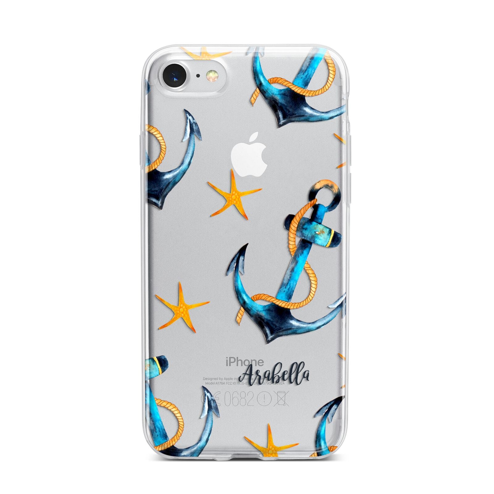 Personalised Nautical iPhone 7 Bumper Case on Silver iPhone