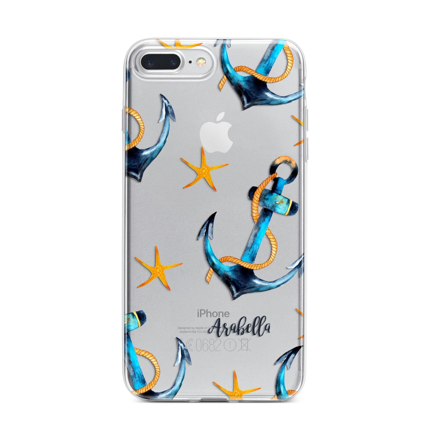 Personalised Nautical iPhone 7 Plus Bumper Case on Silver iPhone