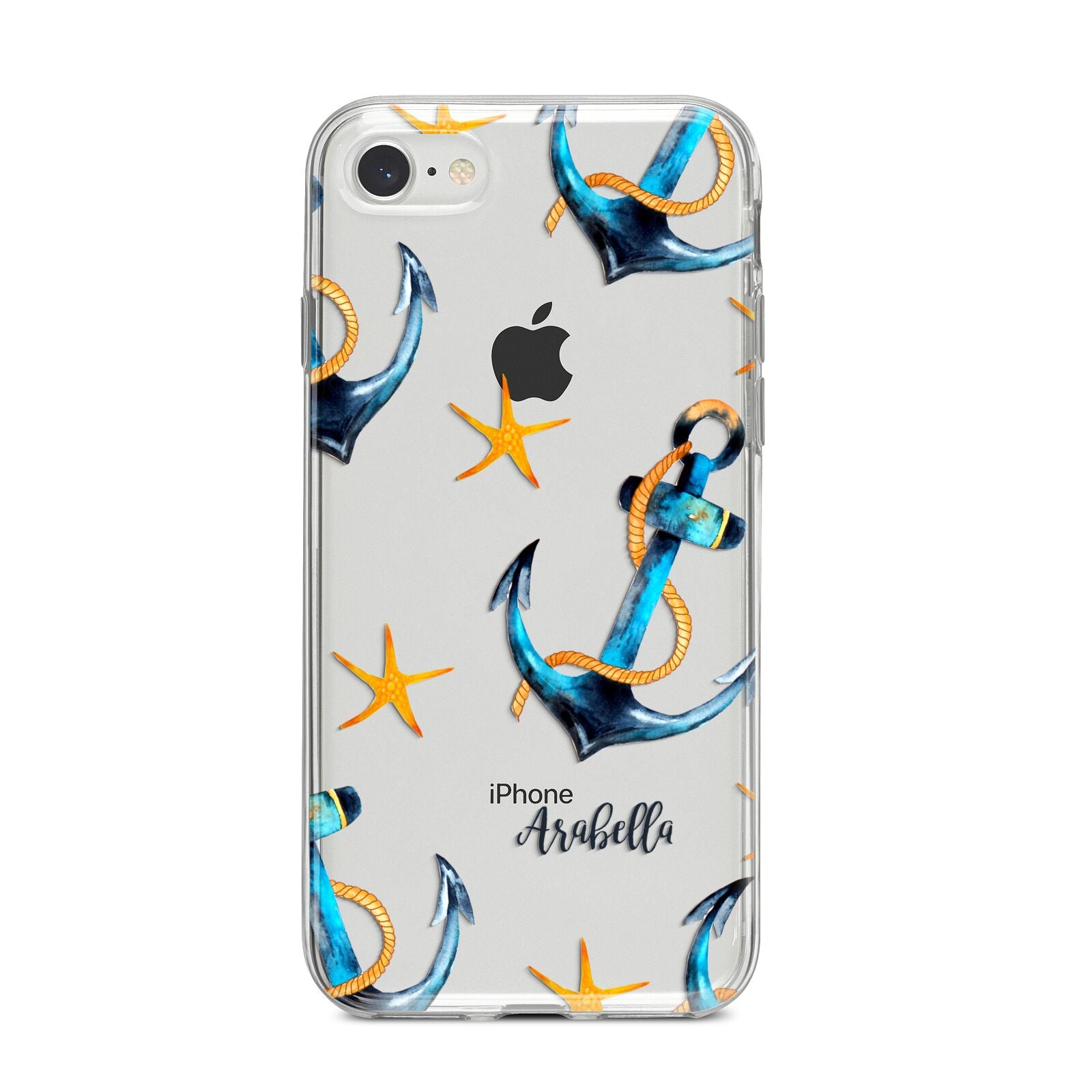 Personalised Nautical iPhone 8 Bumper Case on Silver iPhone