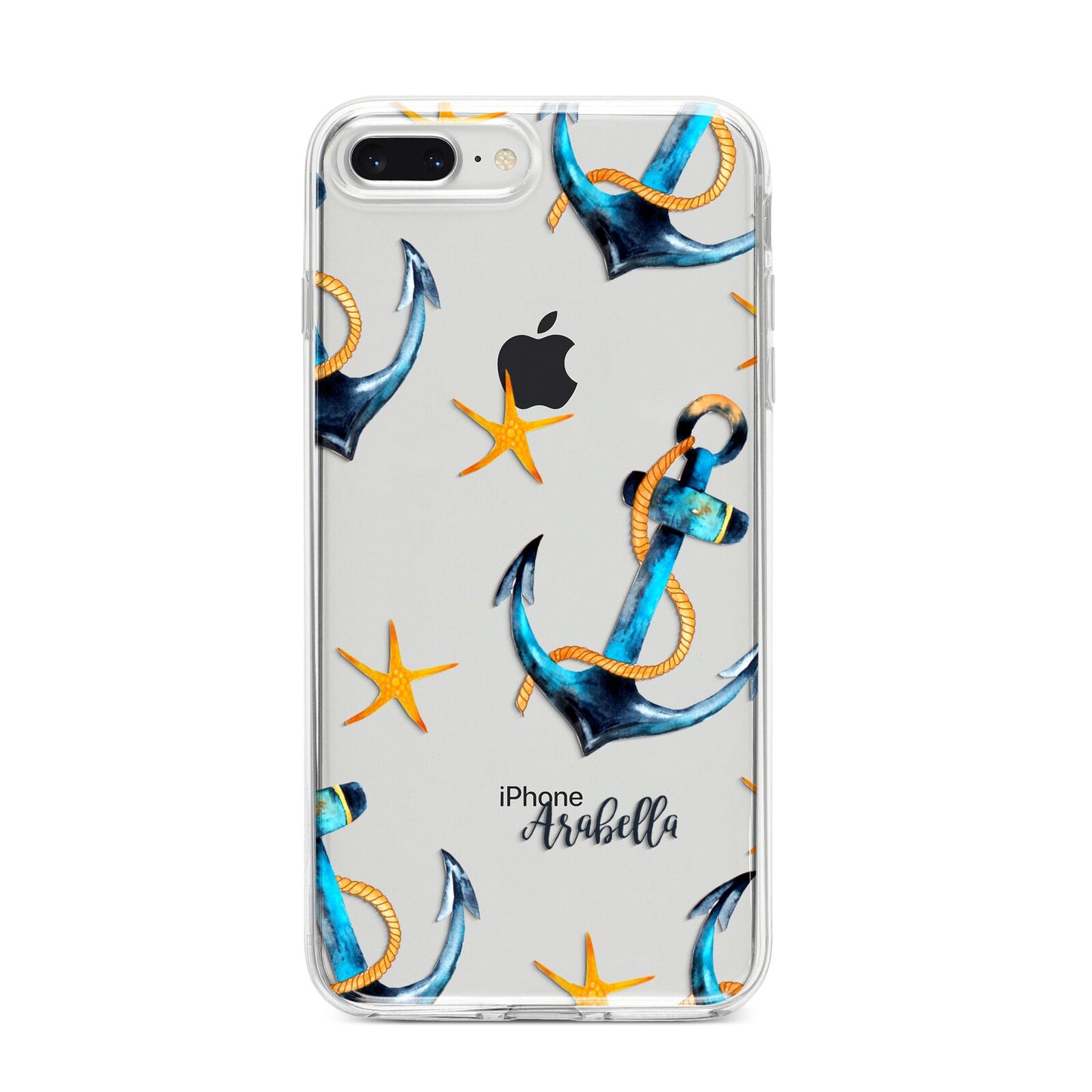 Personalised Nautical iPhone 8 Plus Bumper Case on Silver iPhone