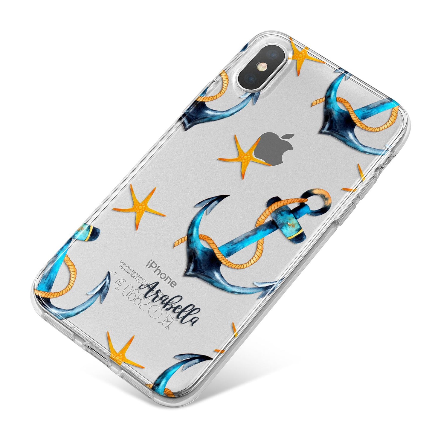 Personalised Nautical iPhone X Bumper Case on Silver iPhone
