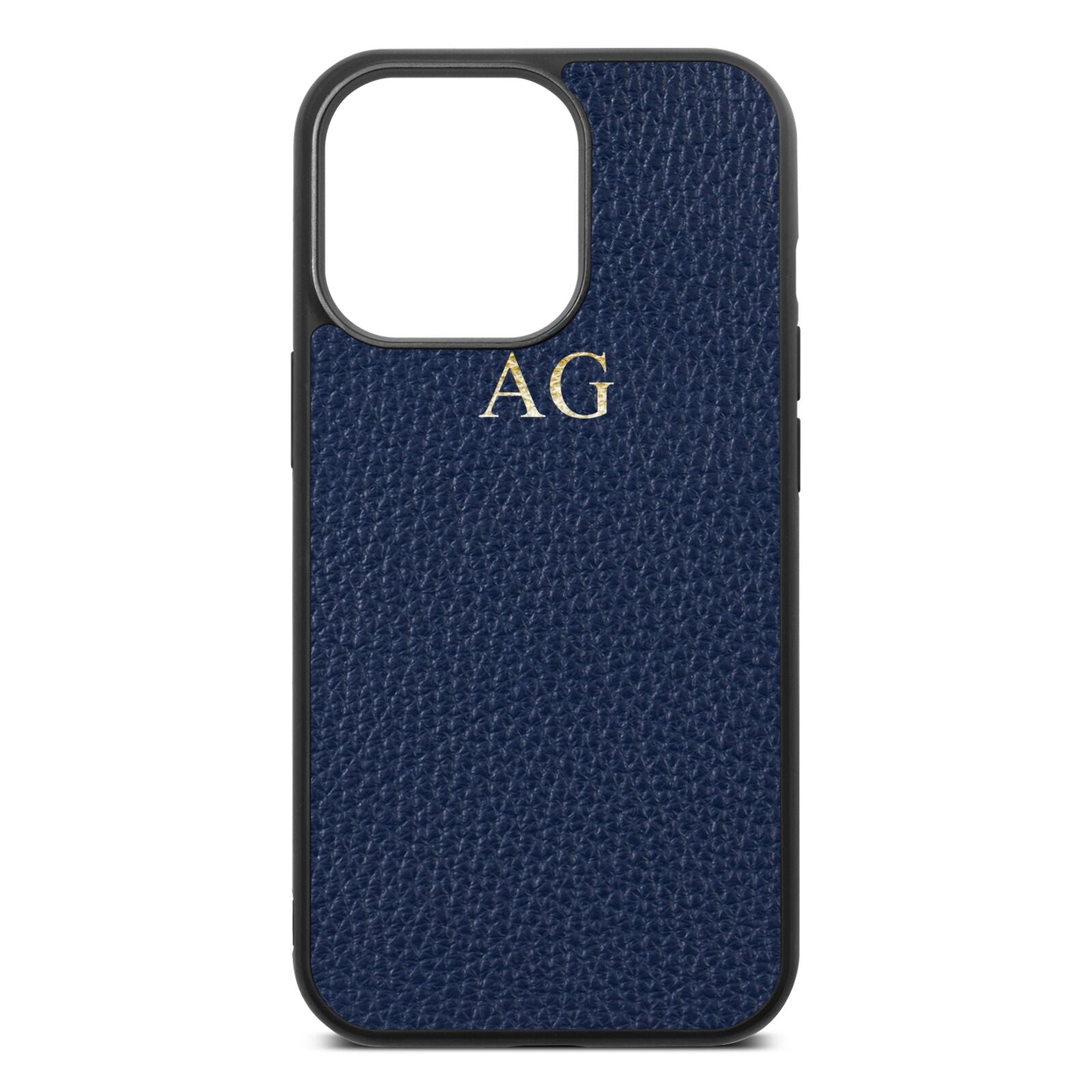 Personalised Navy Blue Pebble Leather iPhone 13 Pro Case