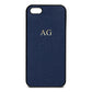 Personalised Navy Blue Pebble Leather iPhone 5 Case