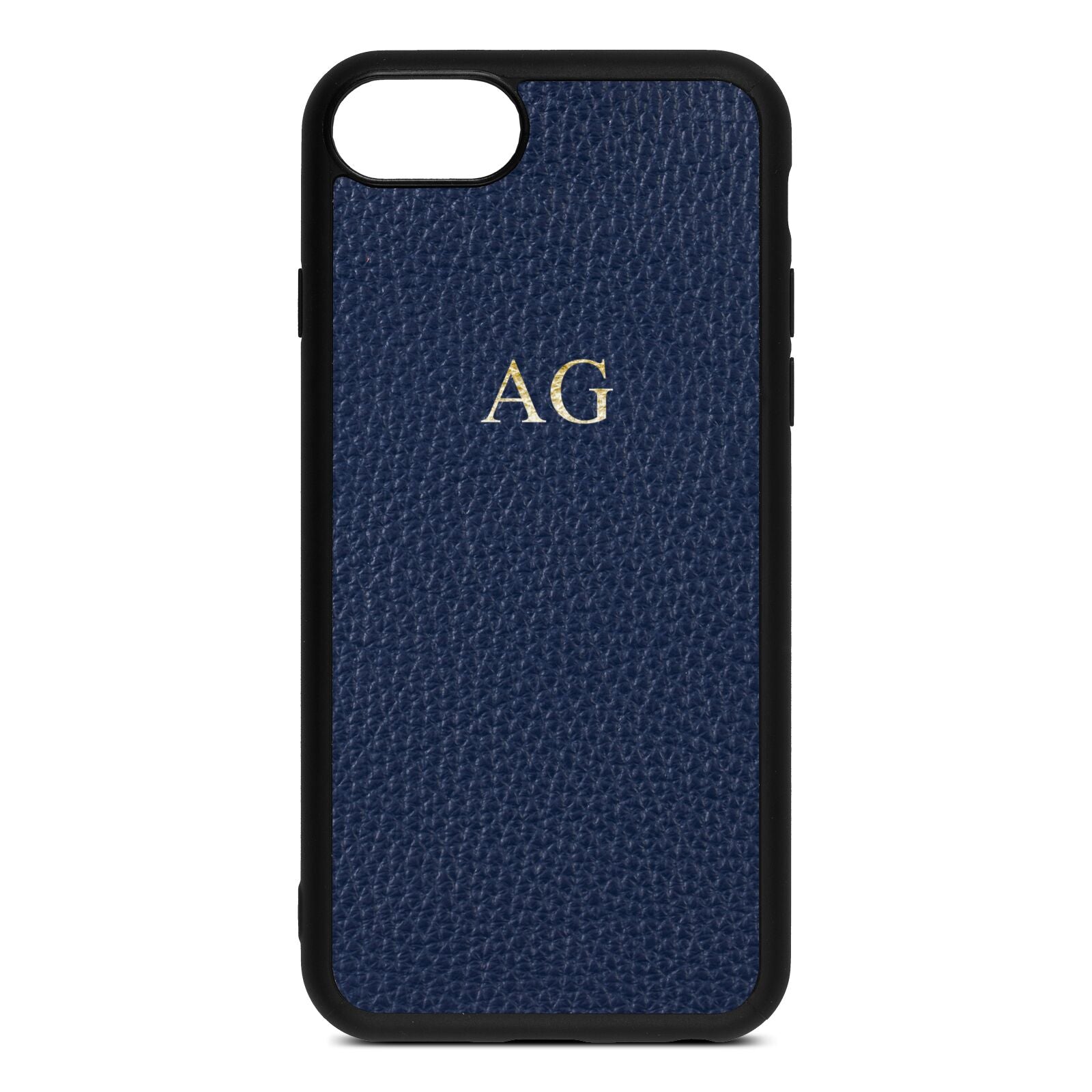 Personalised Navy Blue Pebble Leather iPhone 8 Case
