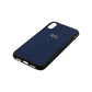 Personalised Navy Blue Pebble Leather iPhone Xr Case Side Angle