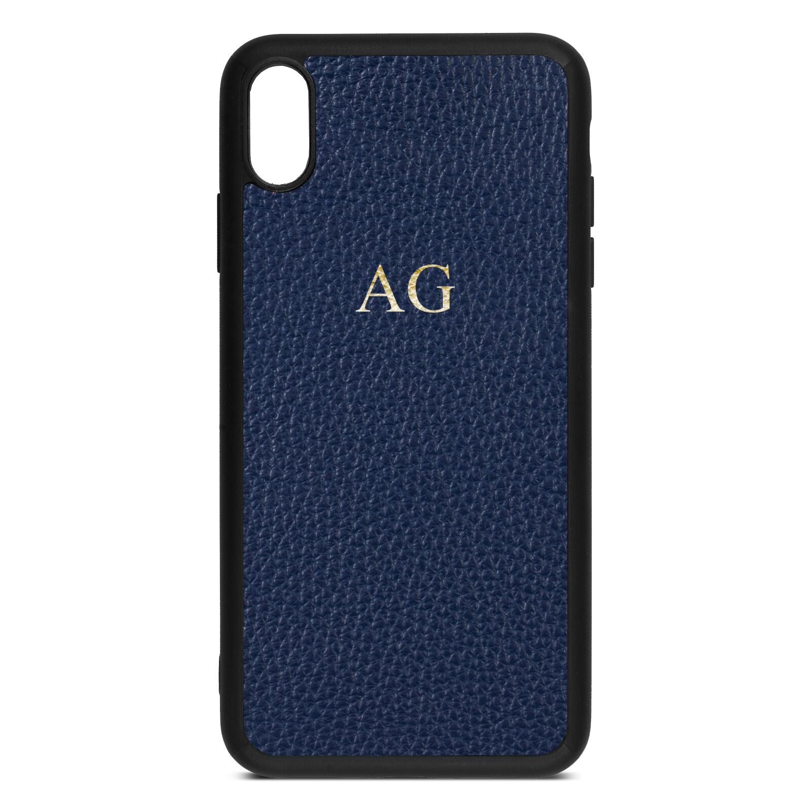 Personalised Navy Blue Pebble Leather iPhone Xs Max Case