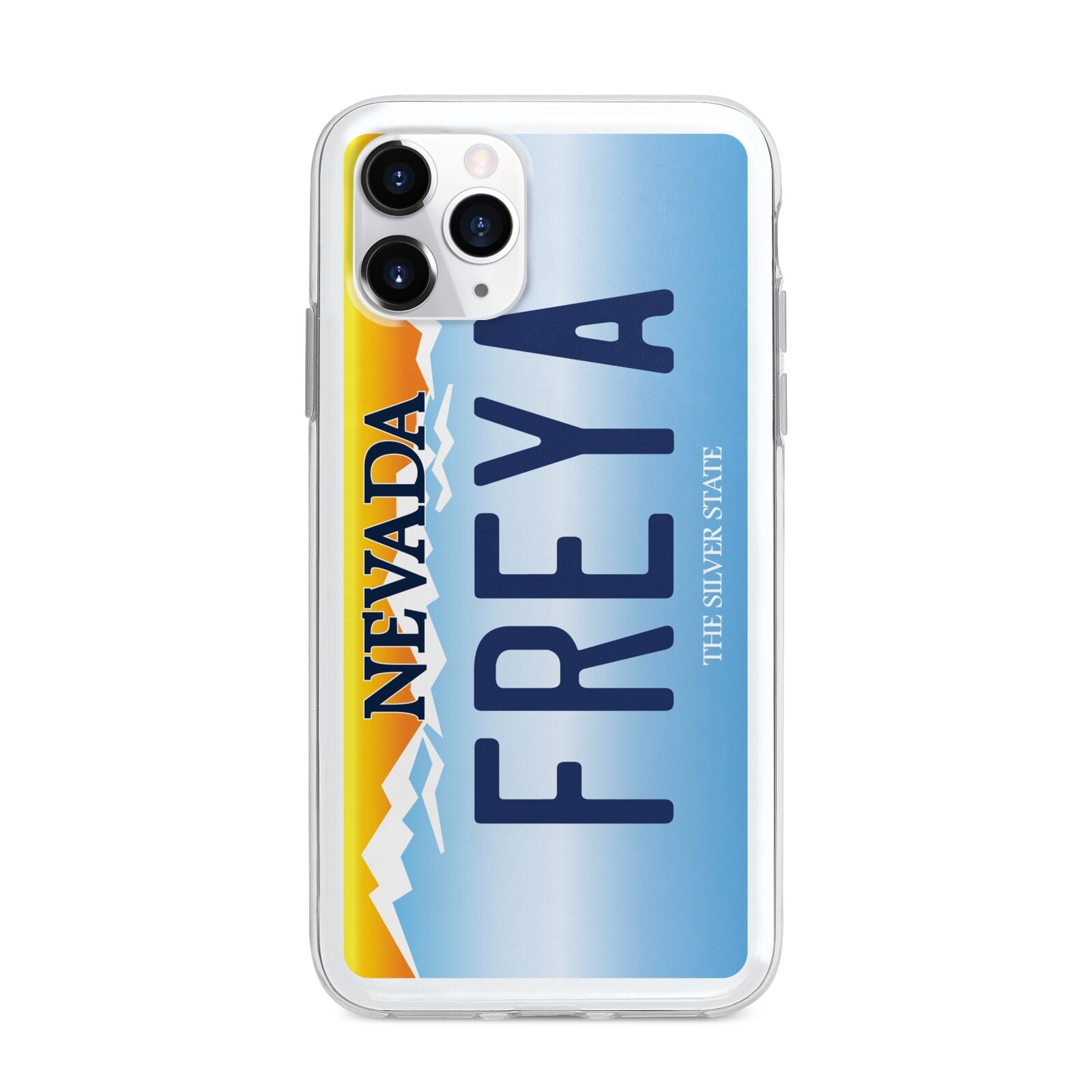 Personalised Nevada License Plate Apple iPhone 11 Pro in Silver with Bumper Case