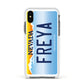 Personalised Nevada License Plate Apple iPhone Xs Impact Case White Edge on Black Phone