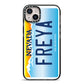 Personalised Nevada License Plate iPhone 14 Plus Black Impact Case on Silver phone