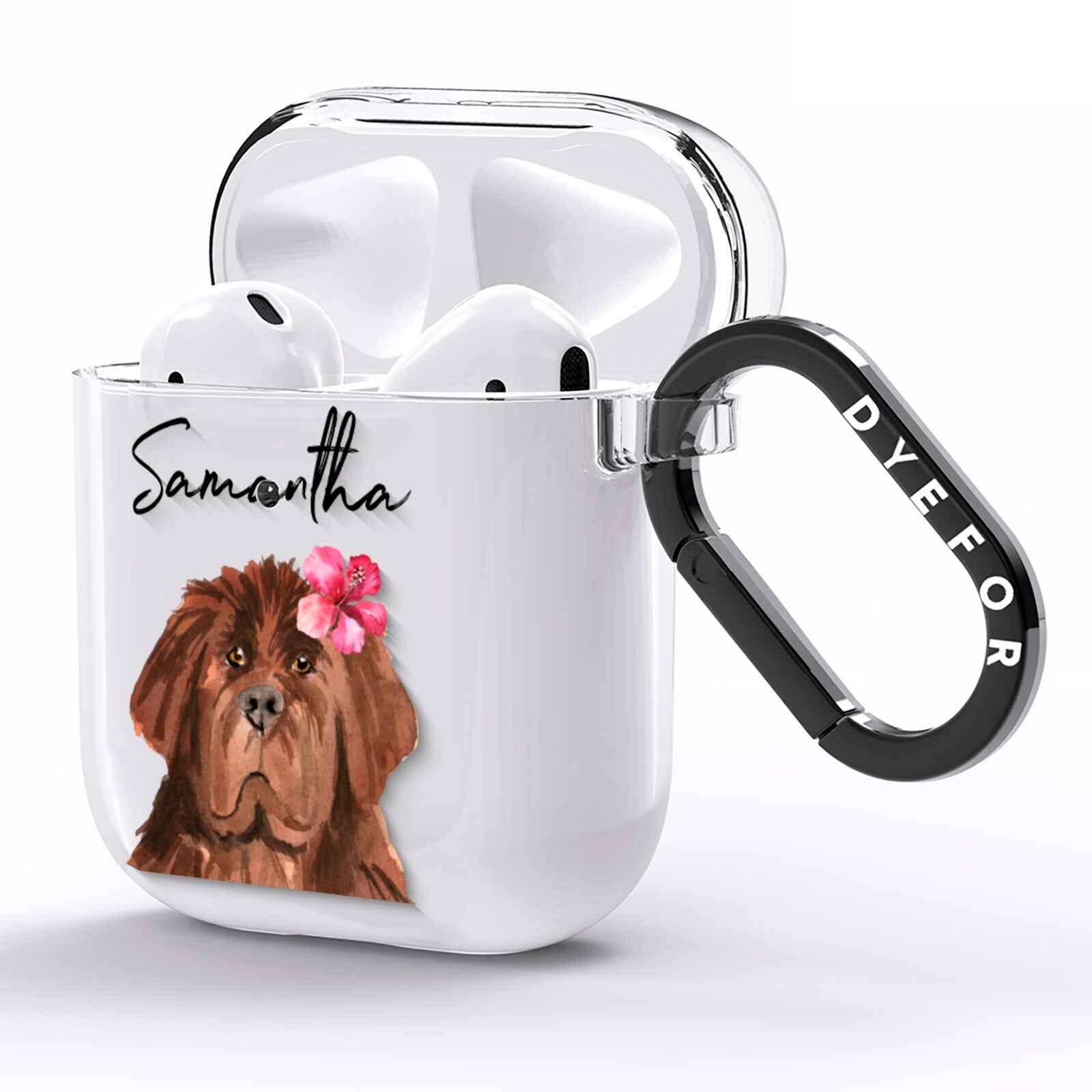 Personalised Newfoundland AirPods Clear Case Side Image