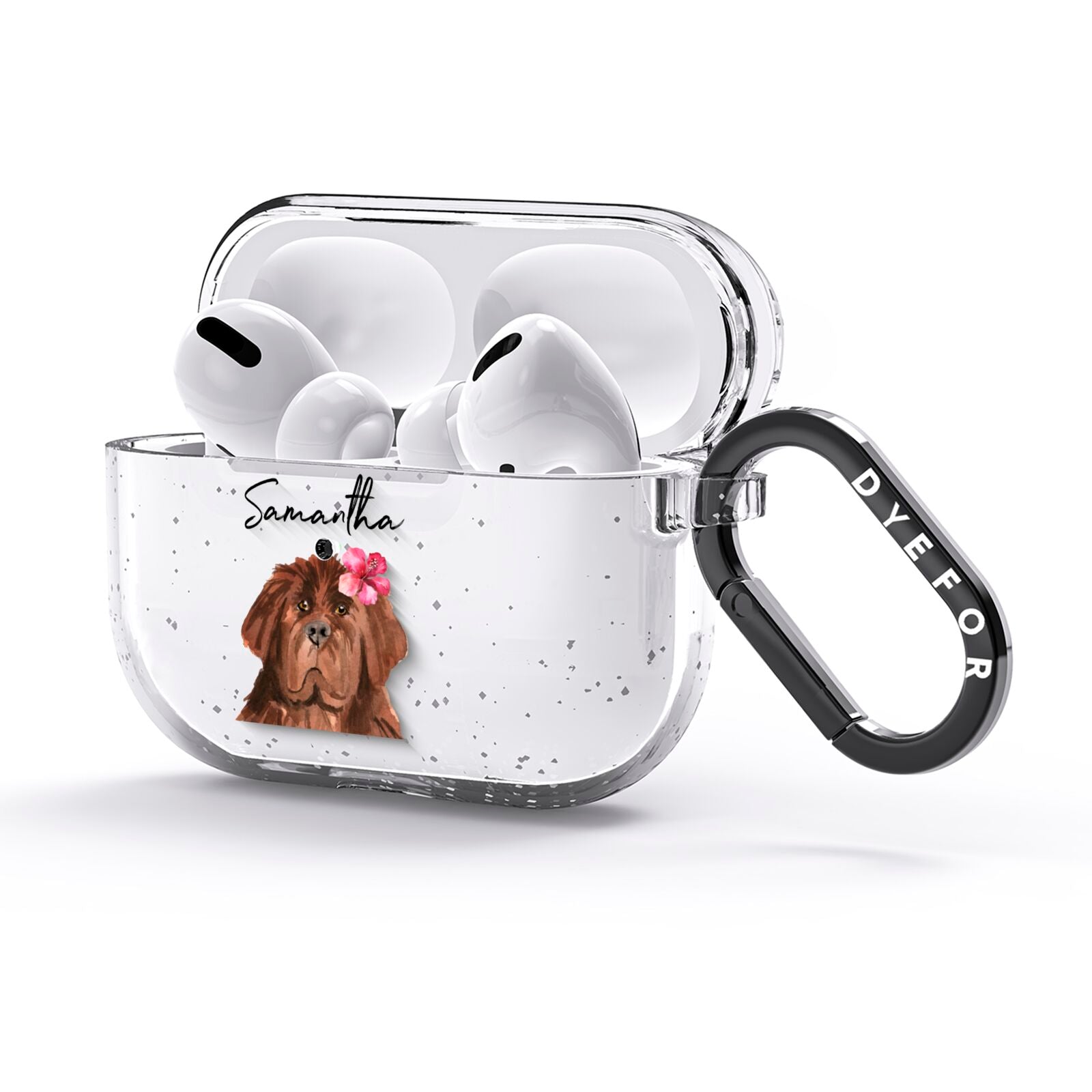 Personalised Newfoundland AirPods Glitter Case 3rd Gen Side Image