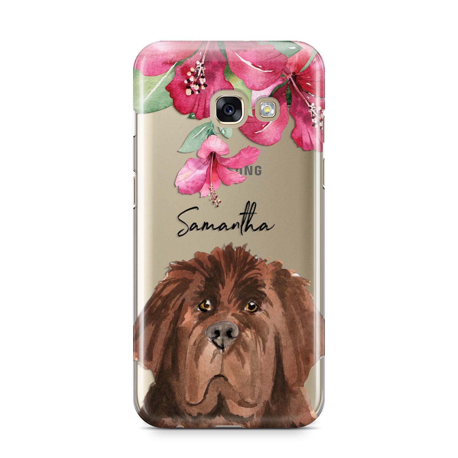 Personalised Newfoundland Samsung Galaxy A3 2017 Case on gold phone