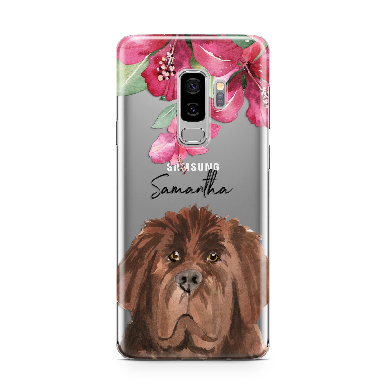 Personalised Newfoundland Samsung Galaxy S9 Plus Case on Silver phone