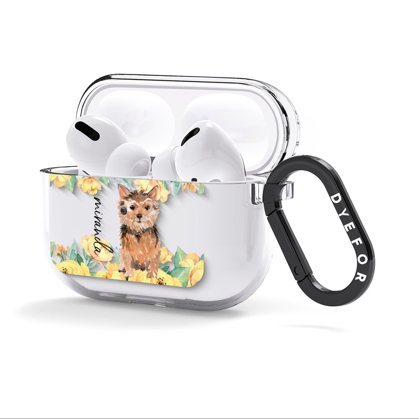 Personalised Norwich Terrier AirPods Clear Case 3rd Gen Side Image
