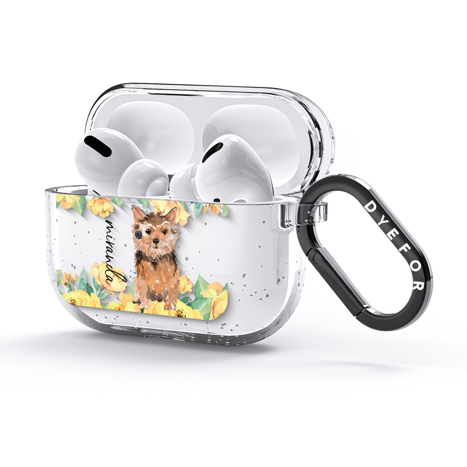 Personalised Norwich Terrier AirPods Glitter Case 3rd Gen Side Image