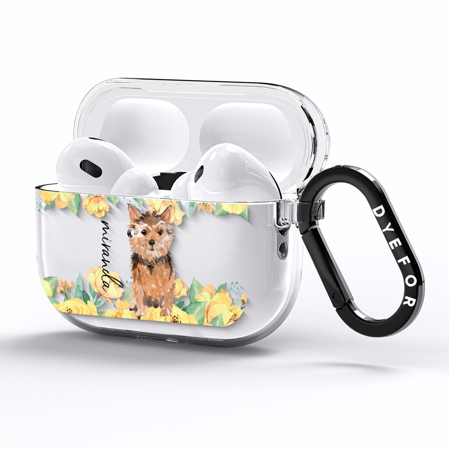 Personalised Norwich Terrier AirPods Pro Clear Case Side Image