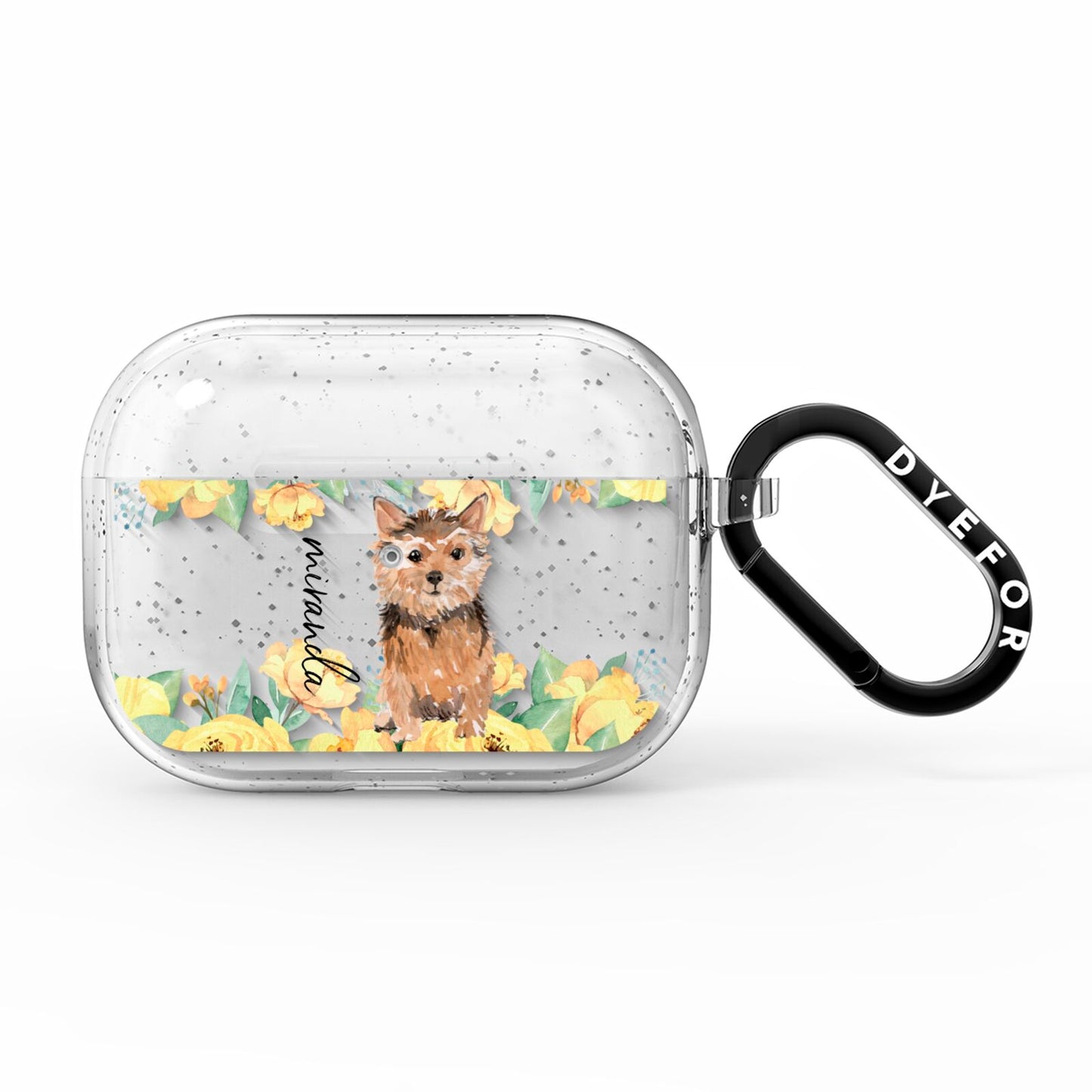 Personalised Norwich Terrier AirPods Pro Glitter Case