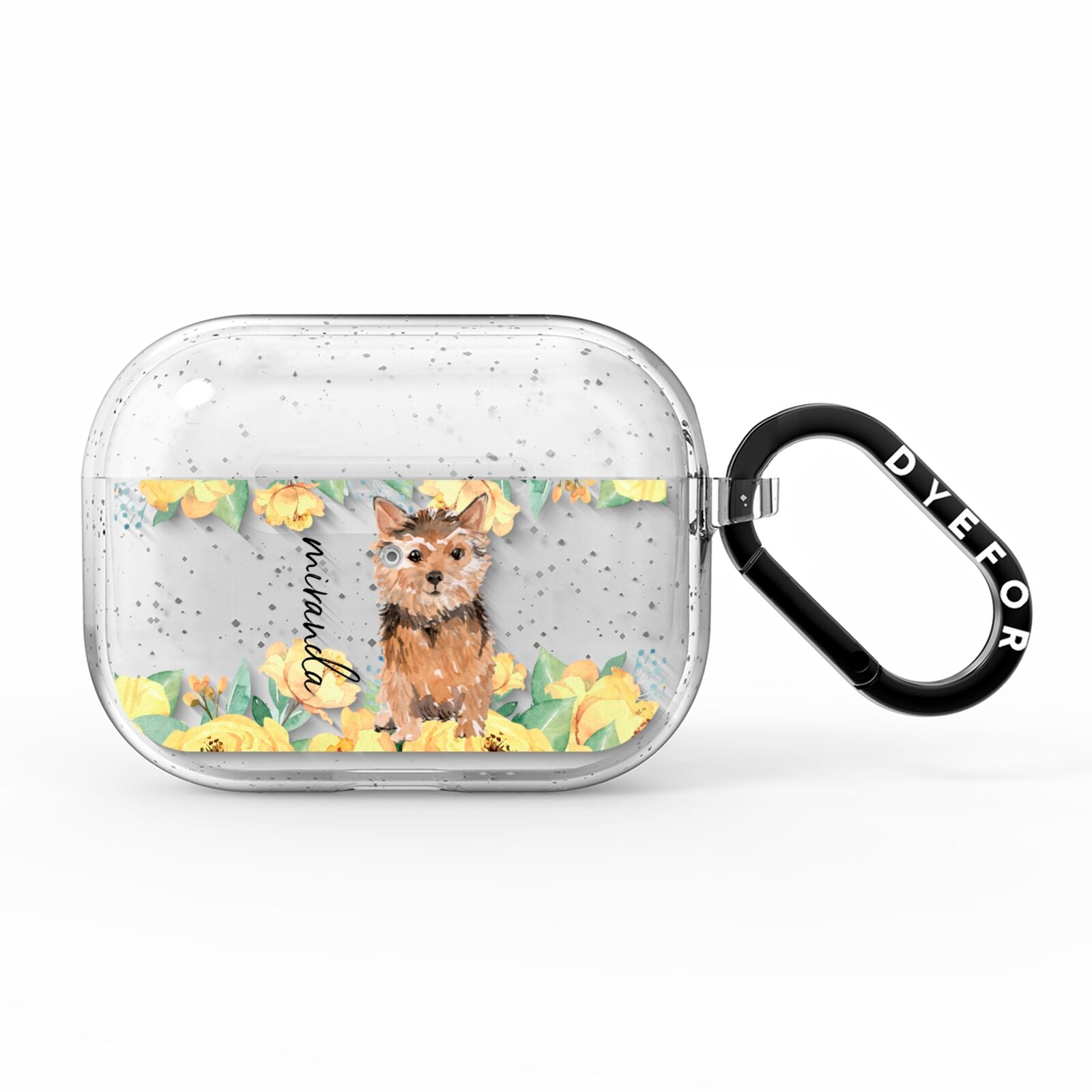 Personalised Norwich Terrier AirPods Pro Glitter Case