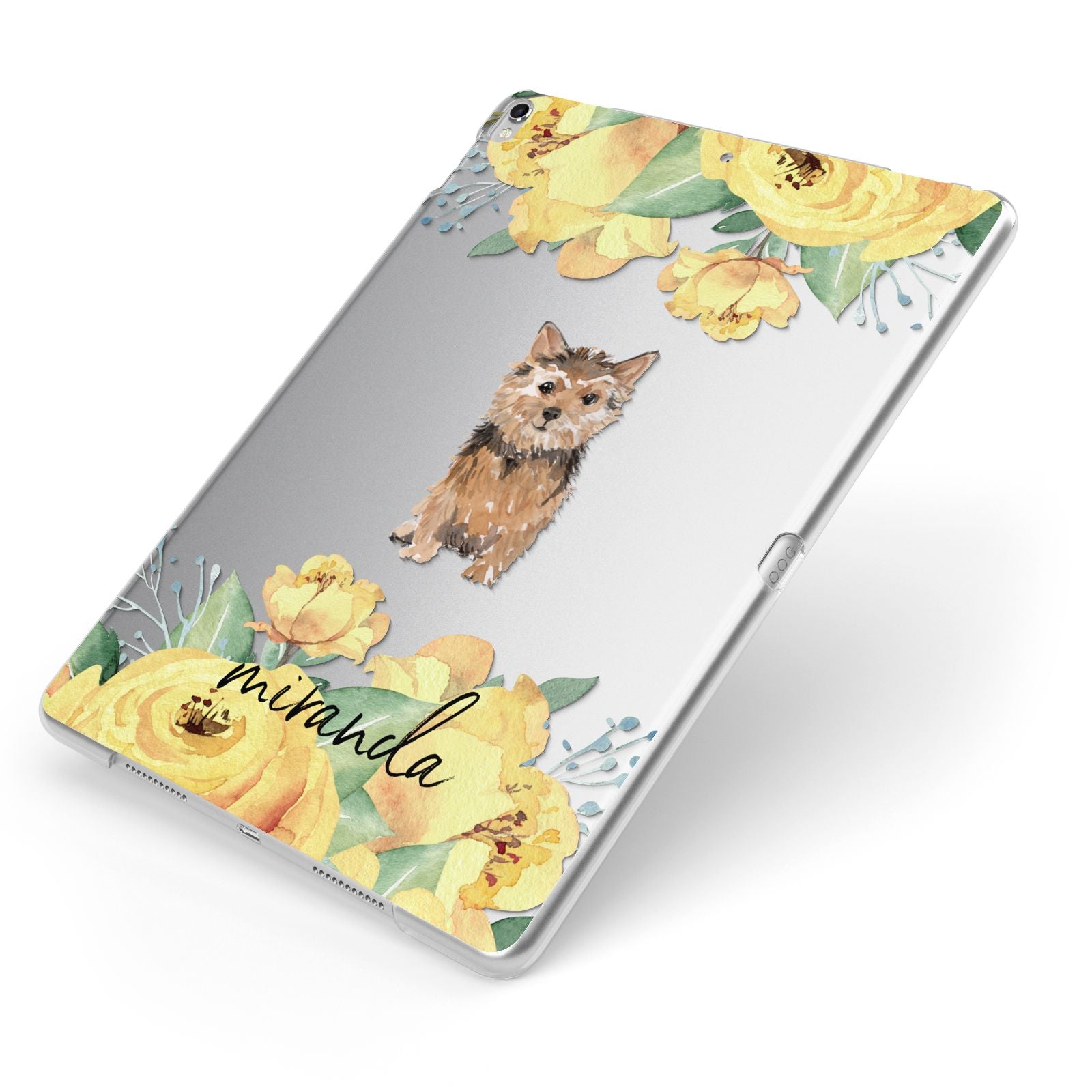 Personalised Norwich Terrier Apple iPad Case on Silver iPad Side View