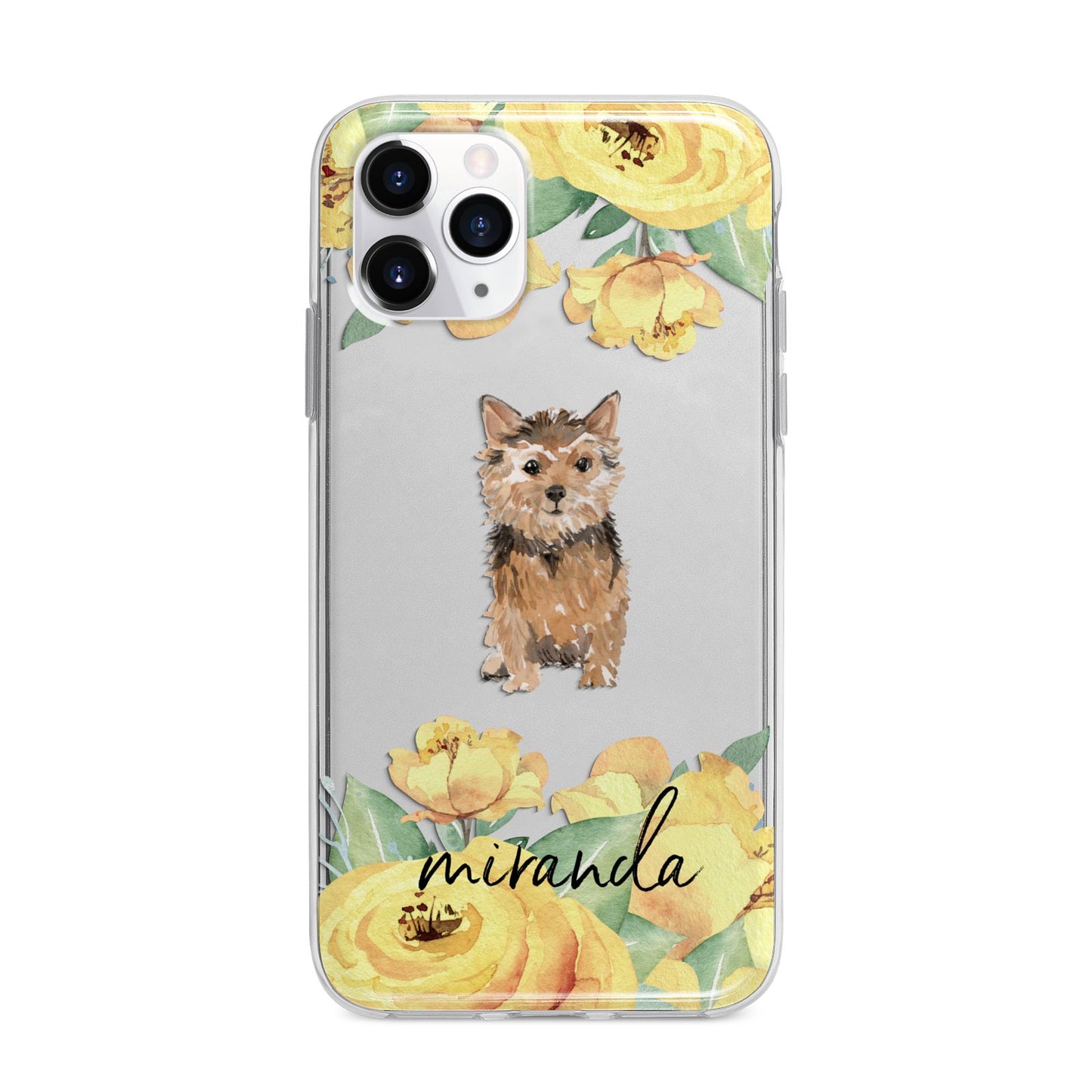 Personalised Norwich Terrier Apple iPhone 11 Pro Max in Silver with Bumper Case