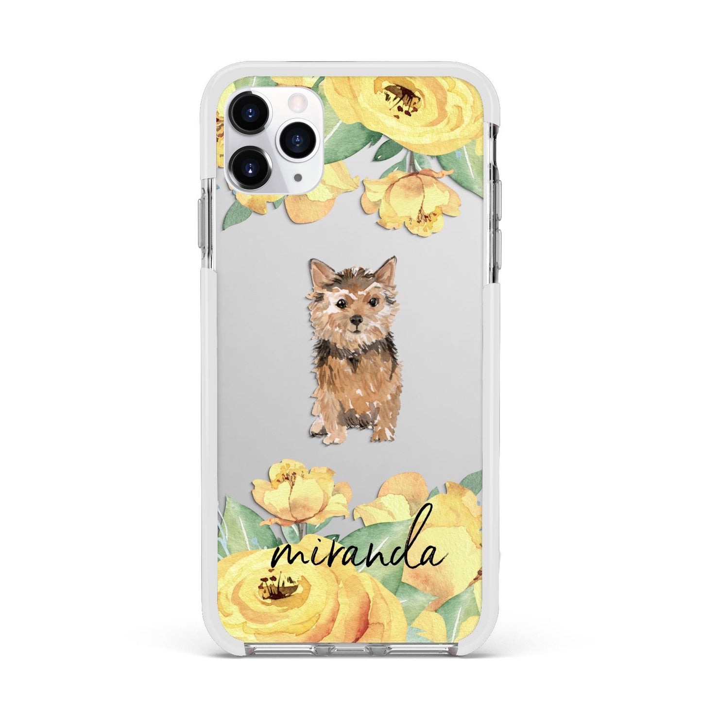 Personalised Norwich Terrier Apple iPhone 11 Pro Max in Silver with White Impact Case