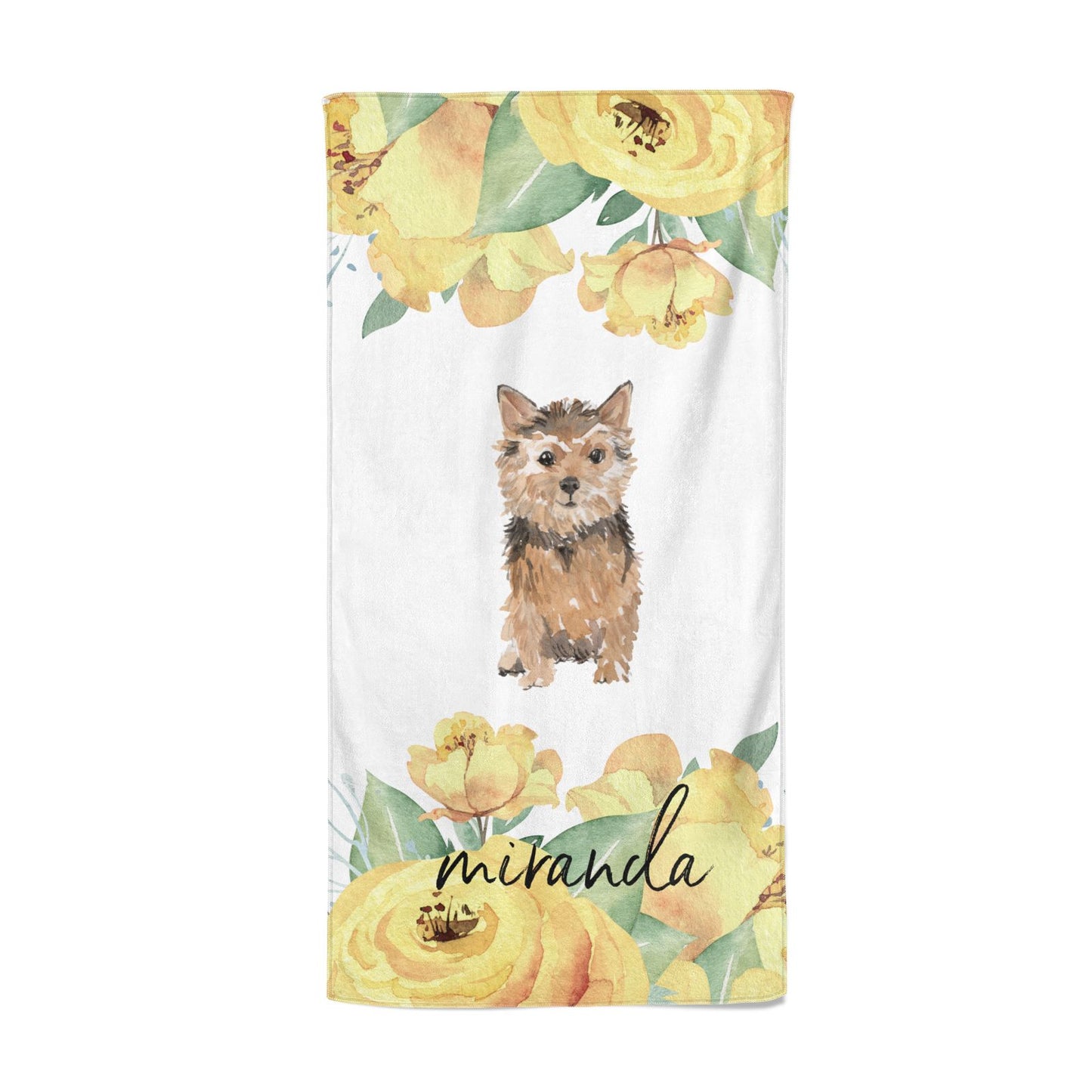 Personalised Norwich Terrier Beach Towel