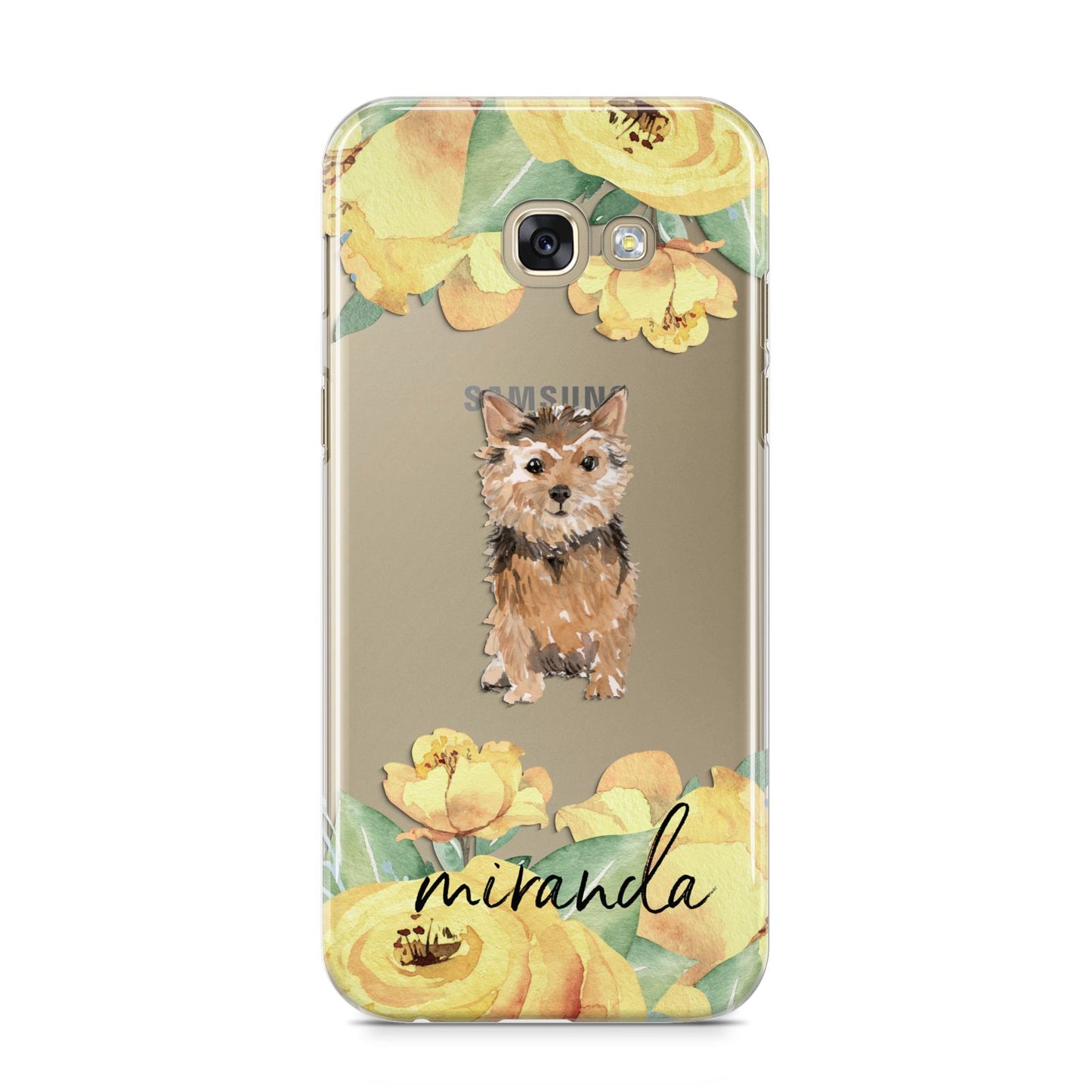 Personalised Norwich Terrier Samsung Galaxy A5 2017 Case on gold phone