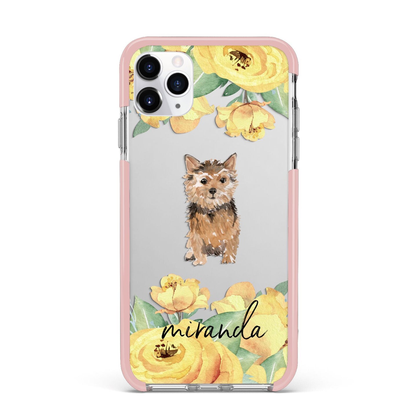 Personalised Norwich Terrier iPhone 11 Pro Max Impact Pink Edge Case