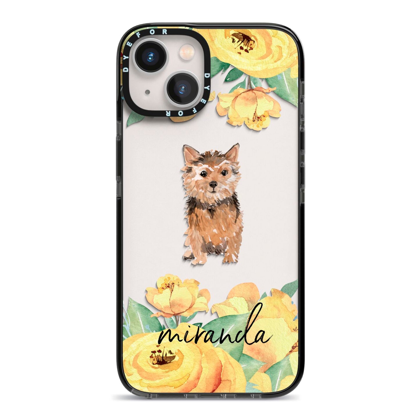 Personalised Norwich Terrier iPhone 13 Black Impact Case on Silver phone