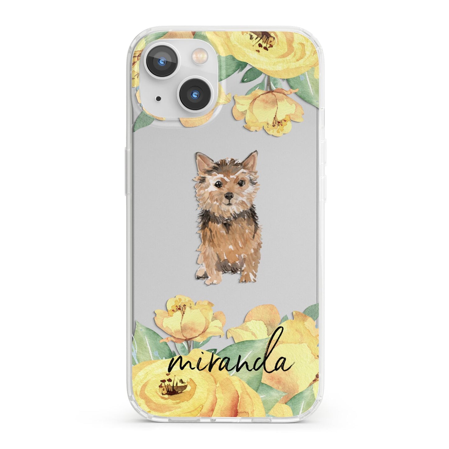 Personalised Norwich Terrier iPhone 13 Clear Bumper Case