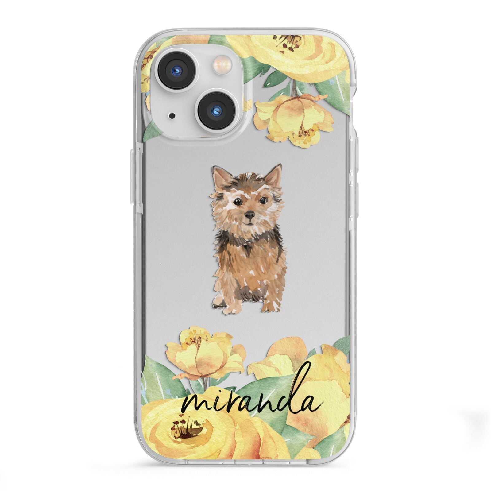 Personalised Norwich Terrier iPhone 13 Mini TPU Impact Case with White Edges