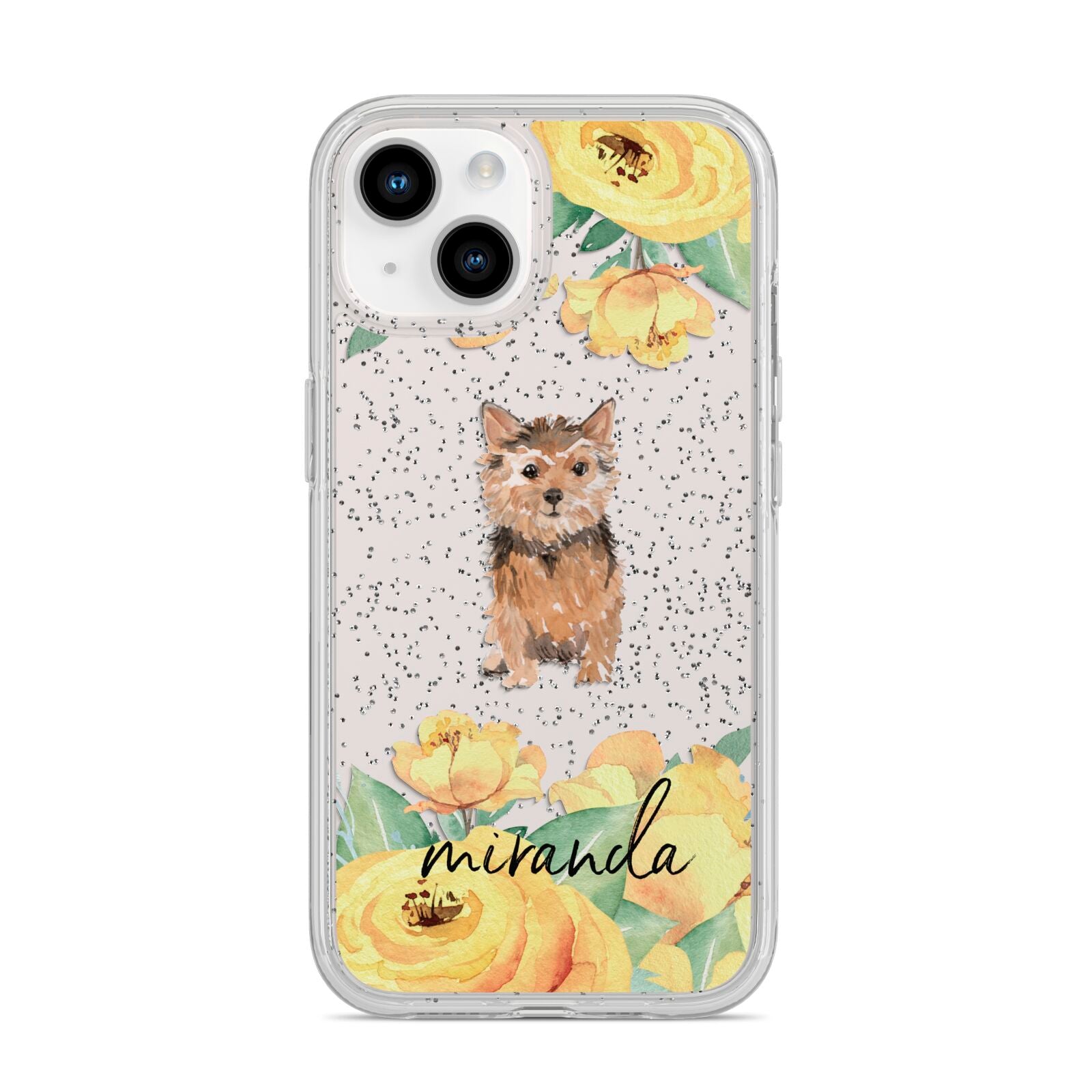 Personalised Norwich Terrier iPhone 14 Glitter Tough Case Starlight