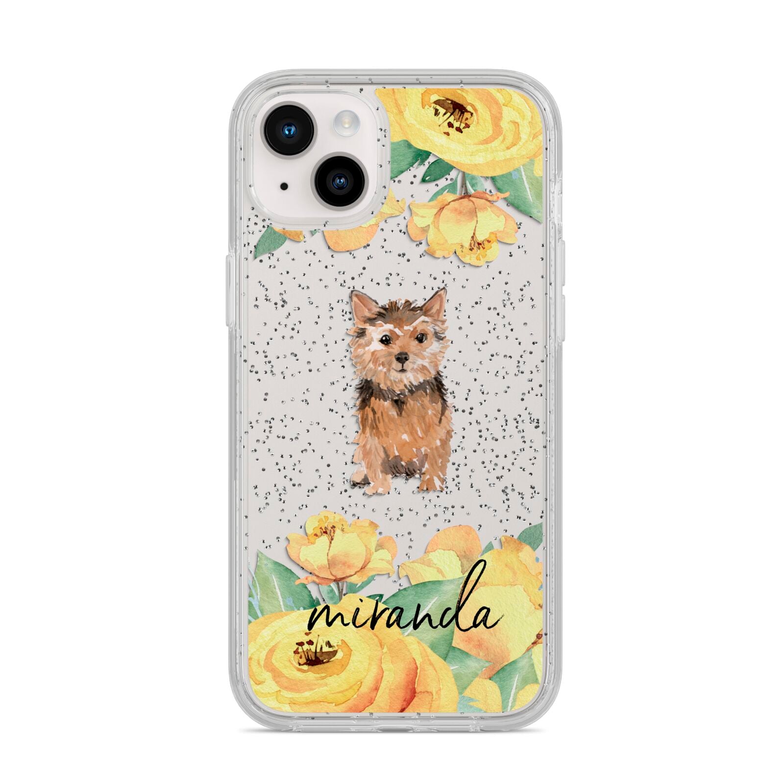 Personalised Norwich Terrier iPhone 14 Plus Glitter Tough Case Starlight