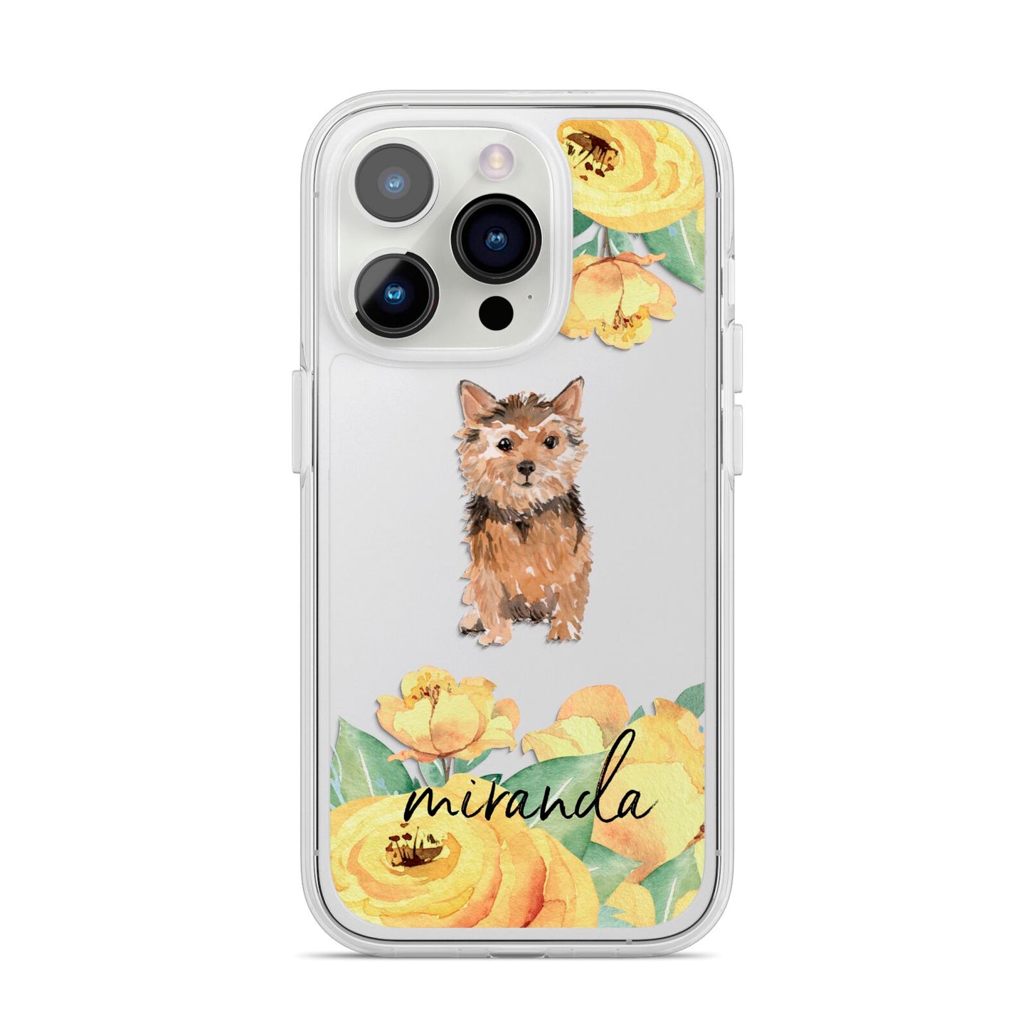 Personalised Norwich Terrier iPhone 14 Pro Clear Tough Case Silver