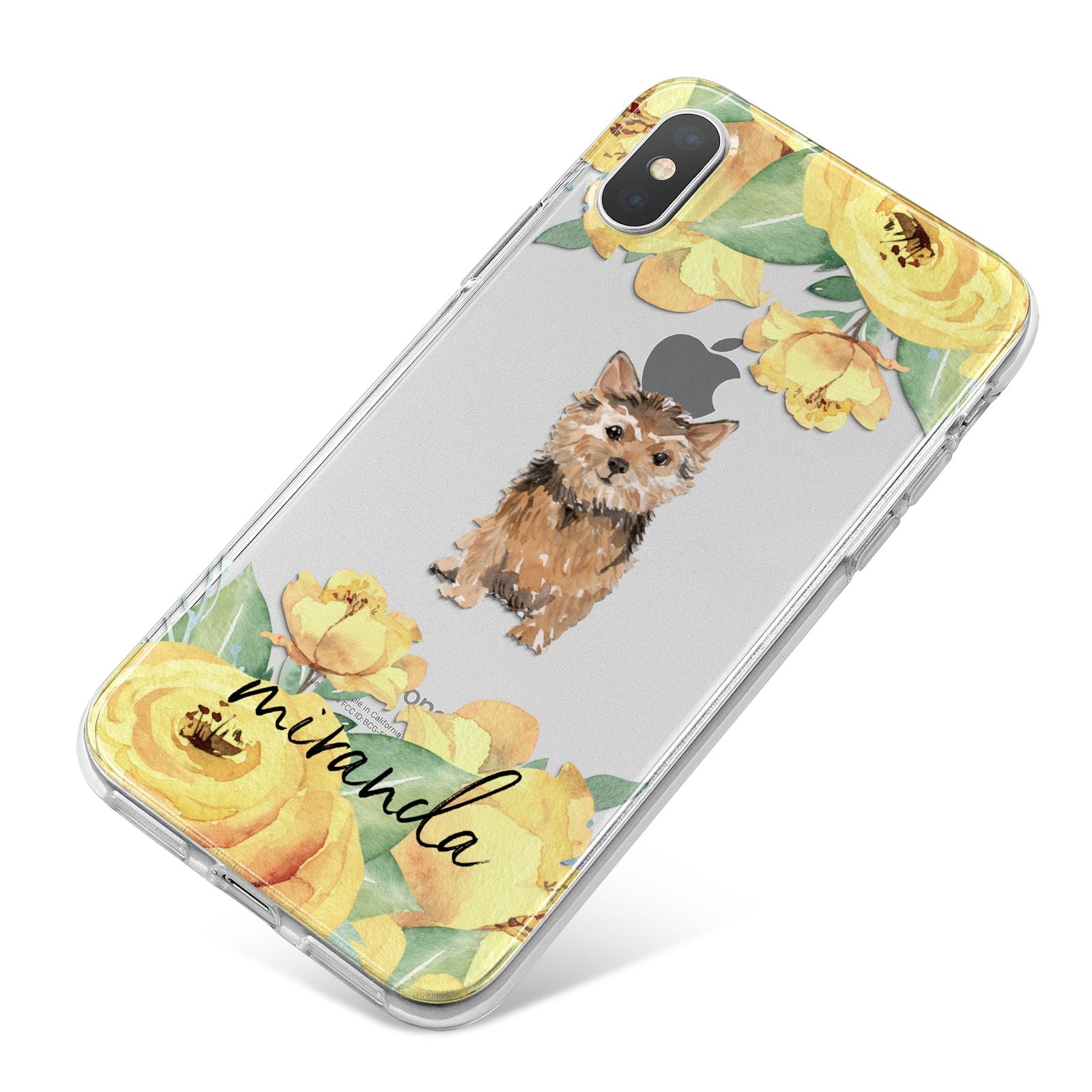 Personalised Norwich Terrier iPhone X Bumper Case on Silver iPhone