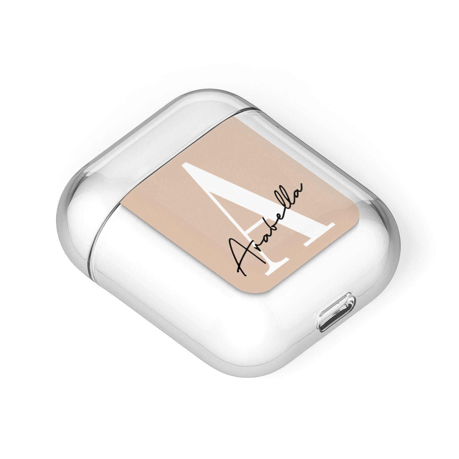 Personalised Nude Colour Initial AirPods Case Laid Flat