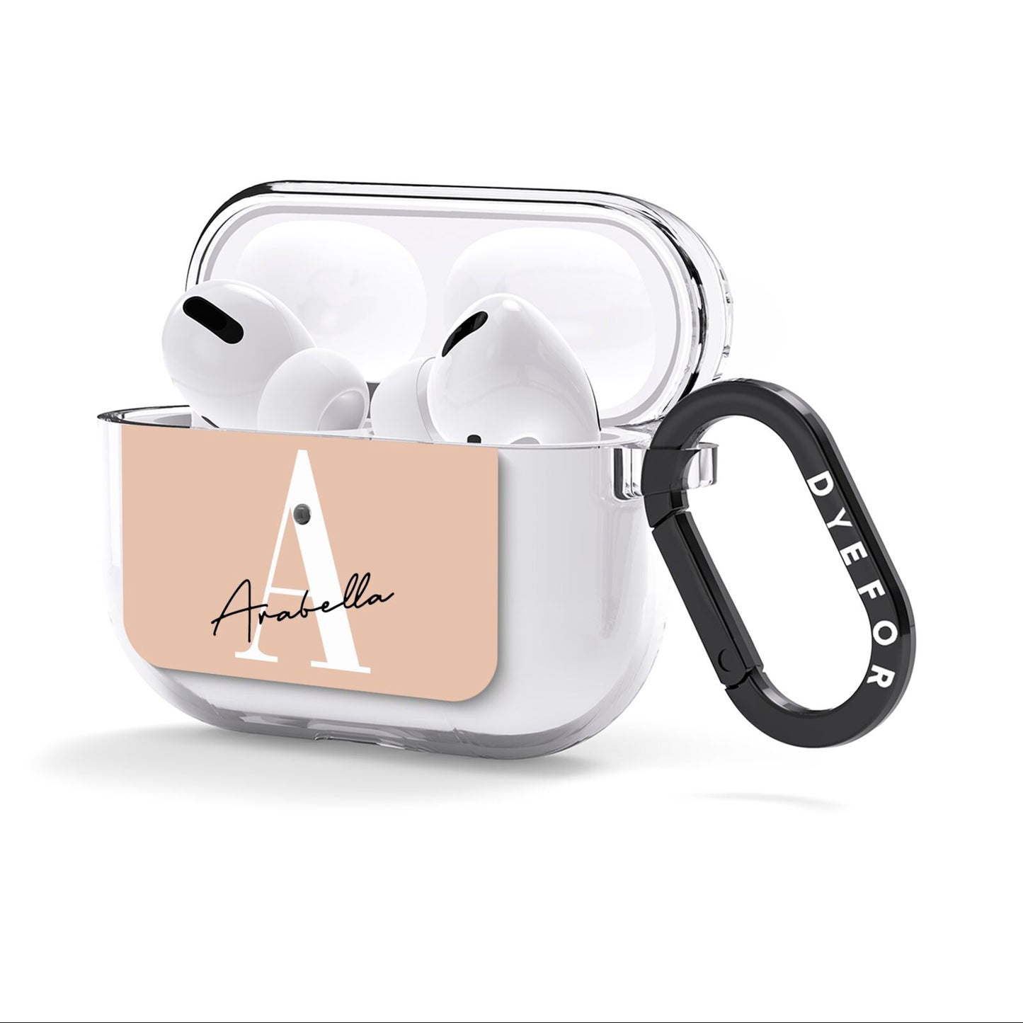 Personalised Nude Colour Initial AirPods Clear Case 3rd Gen Side Image