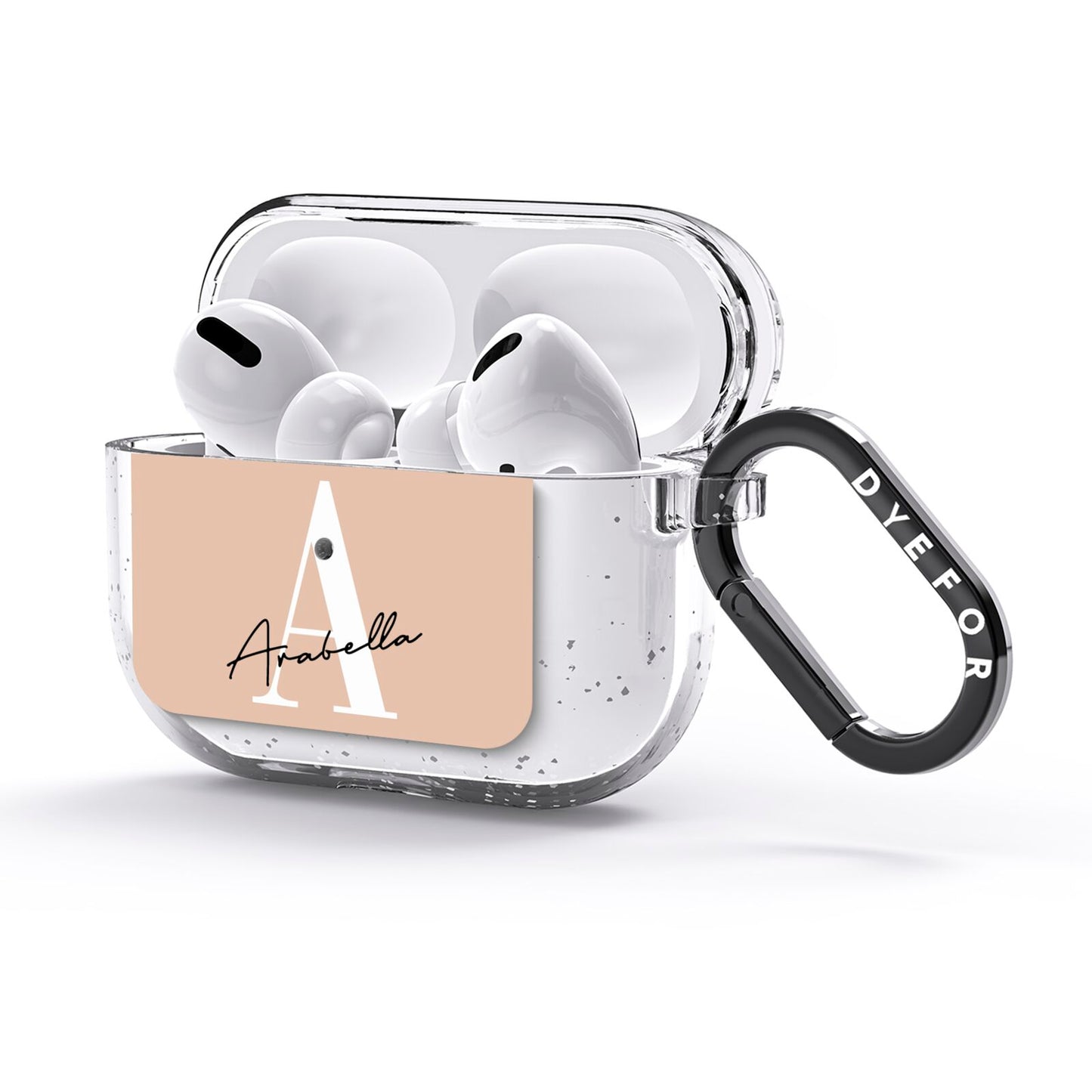 Personalised Nude Colour Initial AirPods Glitter Case 3rd Gen Side Image