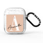 Personalised Nude Colour Initial AirPods Glitter Case