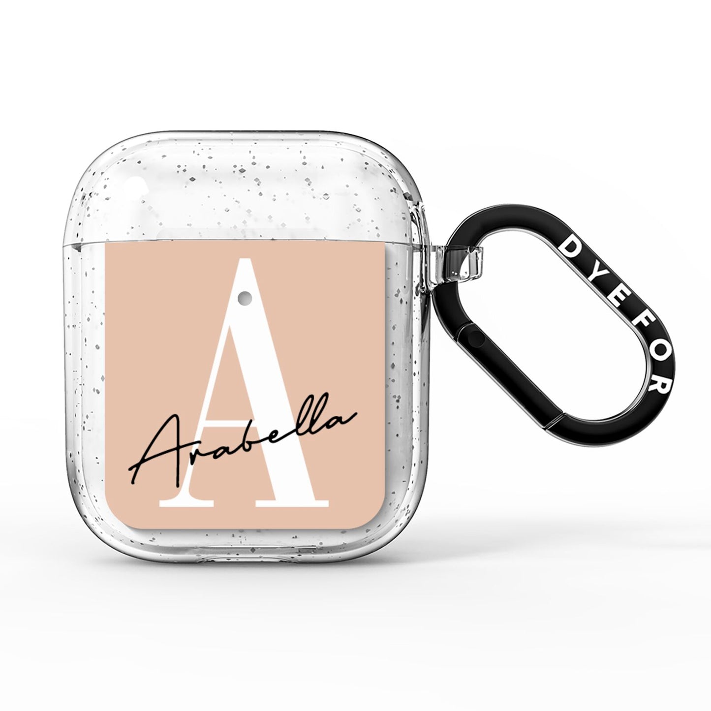 Personalised Nude Colour Initial AirPods Glitter Case