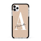Personalised Nude Colour Initial Apple iPhone 11 Pro Max in Silver with Black Impact Case