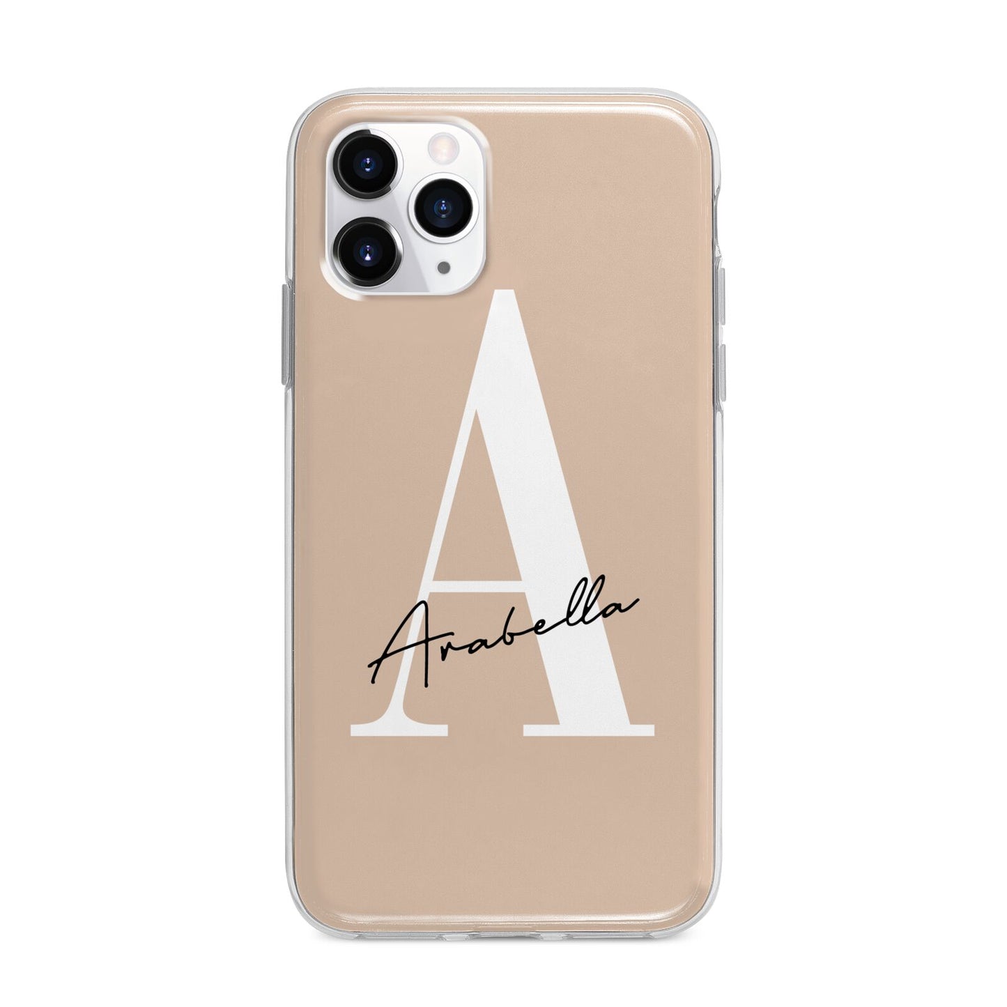 Personalised Nude Colour Initial Apple iPhone 11 Pro Max in Silver with Bumper Case