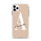 Personalised Nude Colour Initial Apple iPhone 11 Pro Max in Silver with White Impact Case