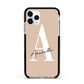 Personalised Nude Colour Initial Apple iPhone 11 Pro in Silver with Black Impact Case
