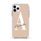 Personalised Nude Colour Initial Apple iPhone 11 Pro in Silver with White Impact Case