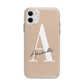 Personalised Nude Colour Initial Apple iPhone 11 in White with Bumper Case